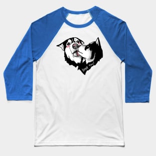 Awkward Siberian Husky Kiss Baseball T-Shirt